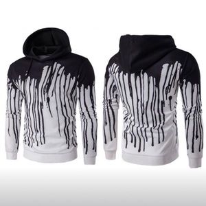 Men’s slim fit pull over hoodie ink print graphic